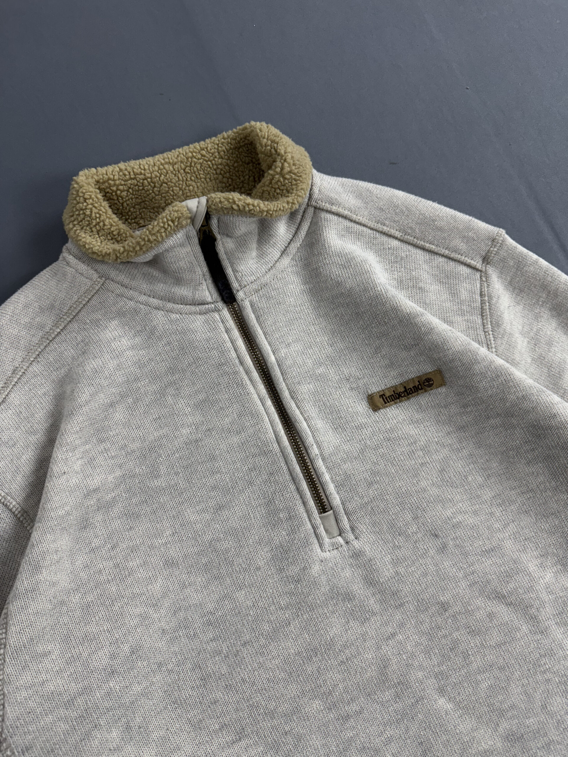 Blusa Timberland Half Zip Forrada em Sherpa – Off White - Imagem 2